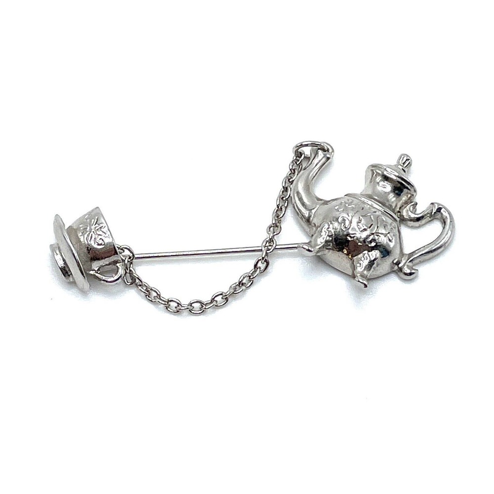 1981 Avon Colonial Teapot Silver Dangle Stick Pin